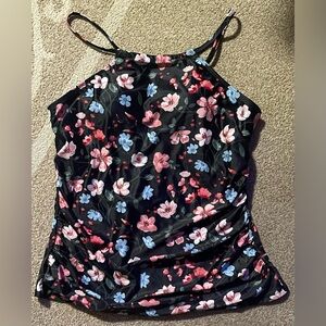 Floral Black Halter Tankini size Large